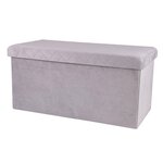 TOILINUX Banc de rangement pliable Kube en velours - Gris clair