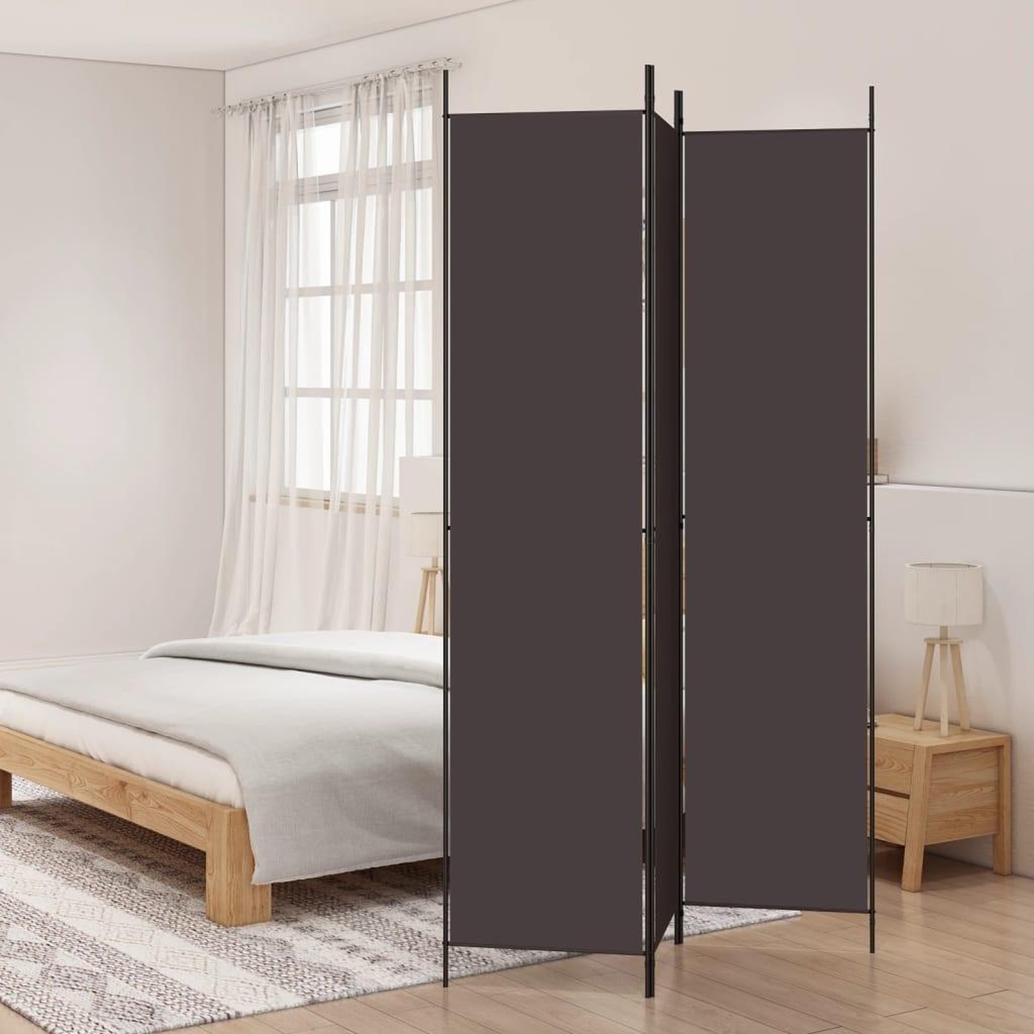 VIDAXL Cloison de separation 3 panneaux Marron 150x220 cm Tissu