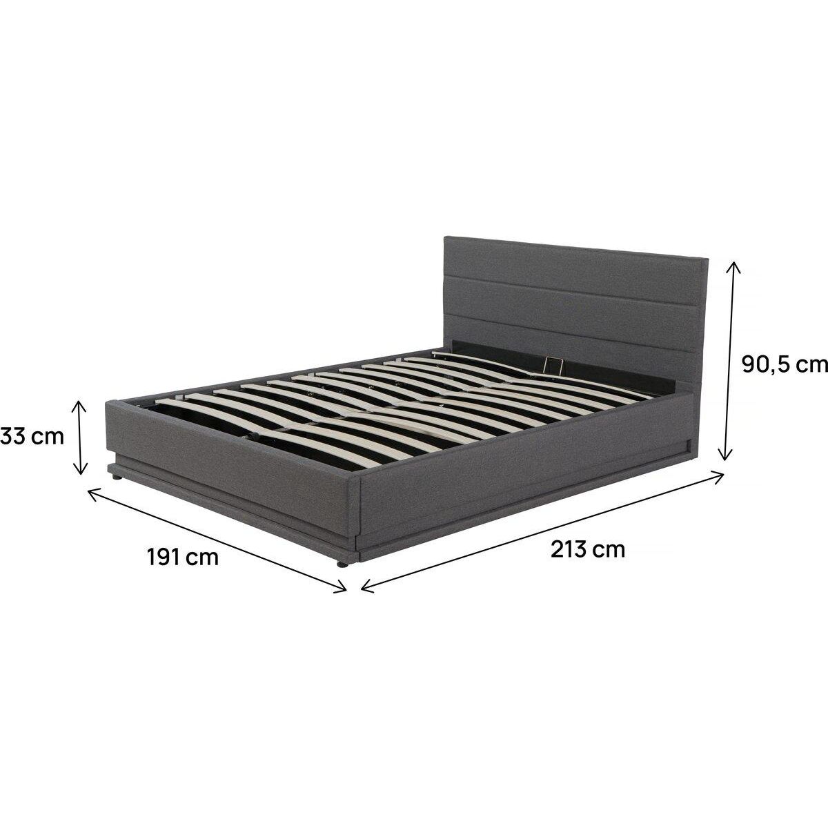 Habitat et Jardin Lit LED avec coffre  Anastasia  - 180 x 200 - Gris foncé