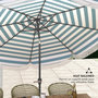 Voir la diapositive 6 : OUTSUNNY Parasol de jardin à franges inclinable dia.2,7 x 2,4m métal tissu UPF 30+ bleu blanc rayé