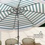 Voir la diapositive 6 : OUTSUNNY Parasol de jardin à franges inclinable dia.2,7 x 2,4m métal tissu UPF 30+ bleu blanc rayé