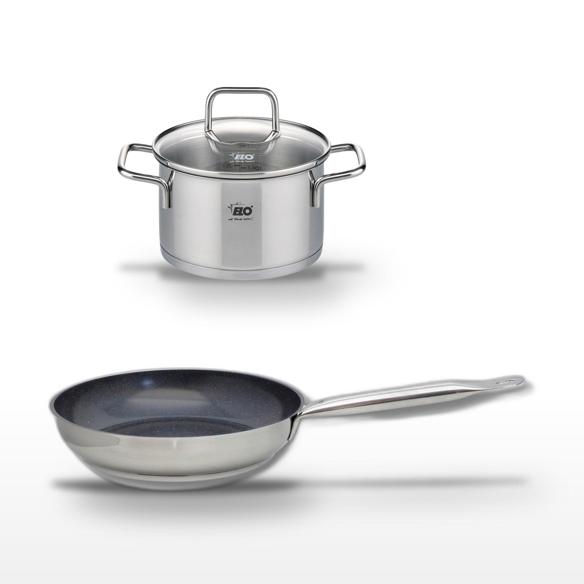 ELO Lot poêle céramique 28cm & faitout 14cm elo profi therm platinum