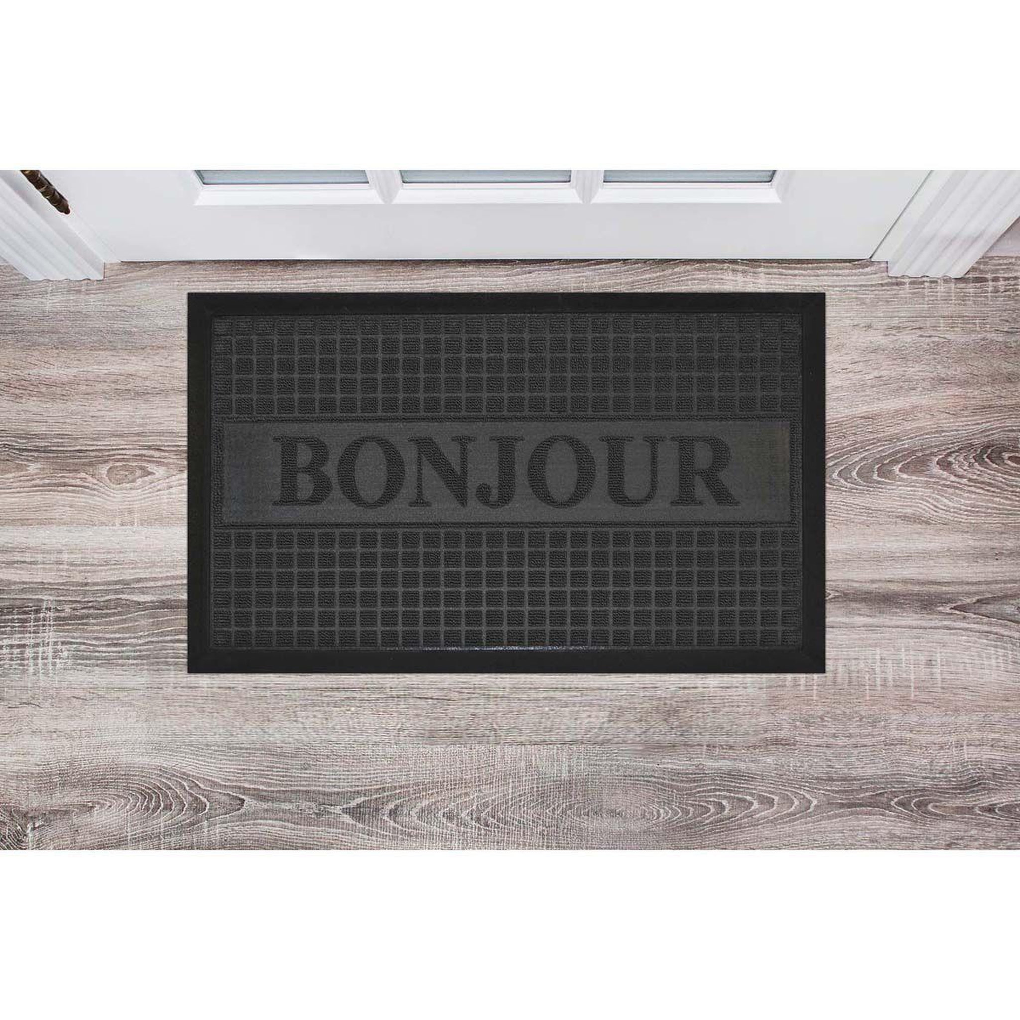 Voir la diapositive 3 : Douceur d'Intérieur Tapis d'Entrée  Bonjour  45x75cm Noir
