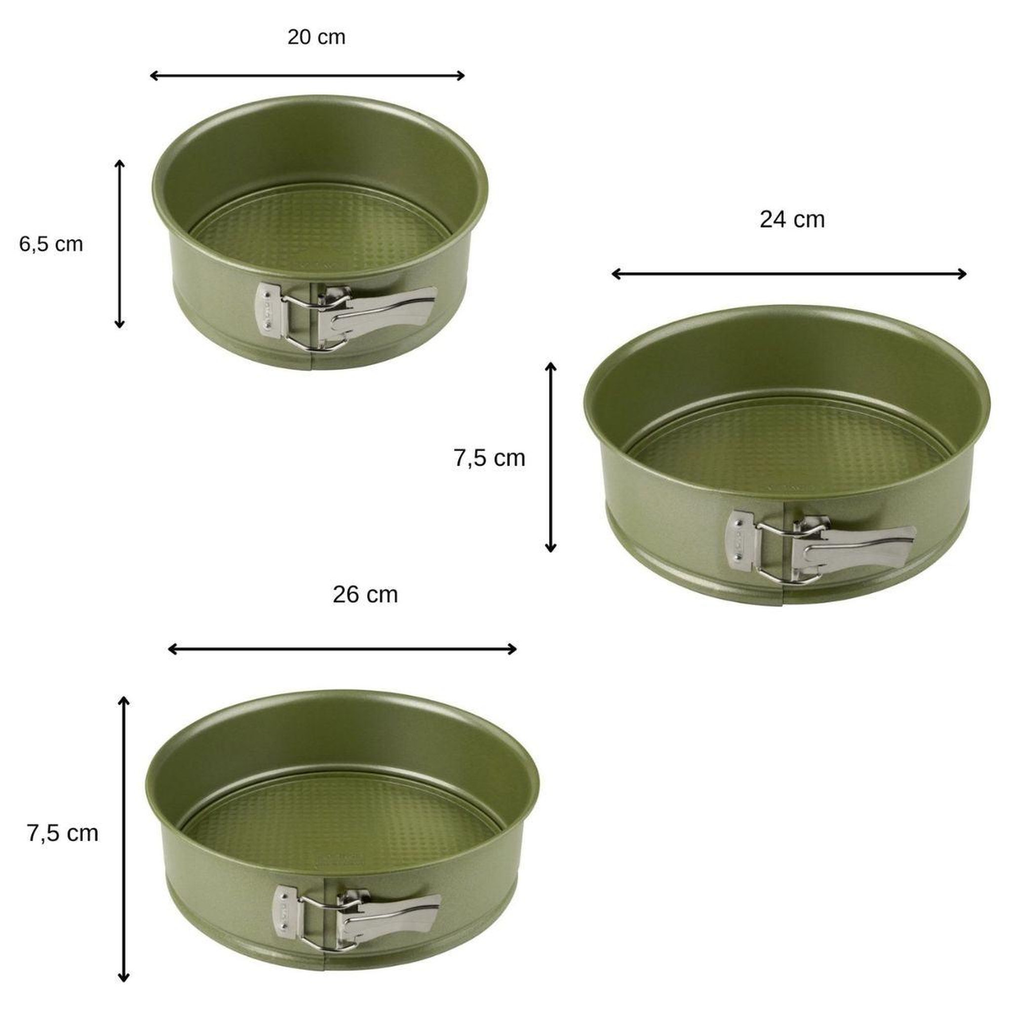 Voir la diapositive 3 : ZENKER Set de 3 moules à manqué à charnière 20 cm 24 cm et 26 cm zenker green vision