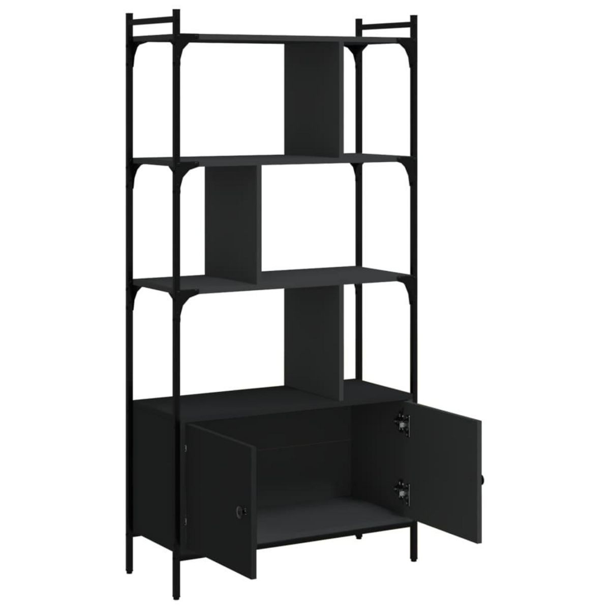 VIDAXL Bibliotheque avec portes noir 76,5x30x154,5cm bois d'ingenierie