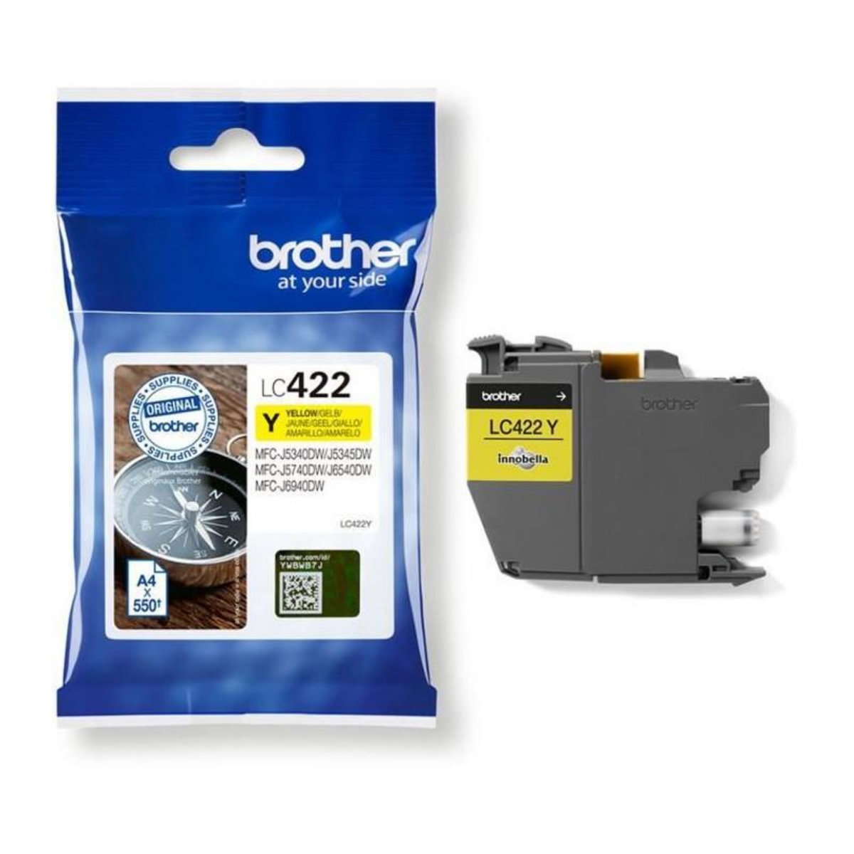 Brother Cartouche LC422Y - BROTHER - Jaune - 550 p - Pour Business Smart MFC-J5340DW, MFC-J5345DW, MFC-J5740DW, MFC-J6540DW et MFC-J6940