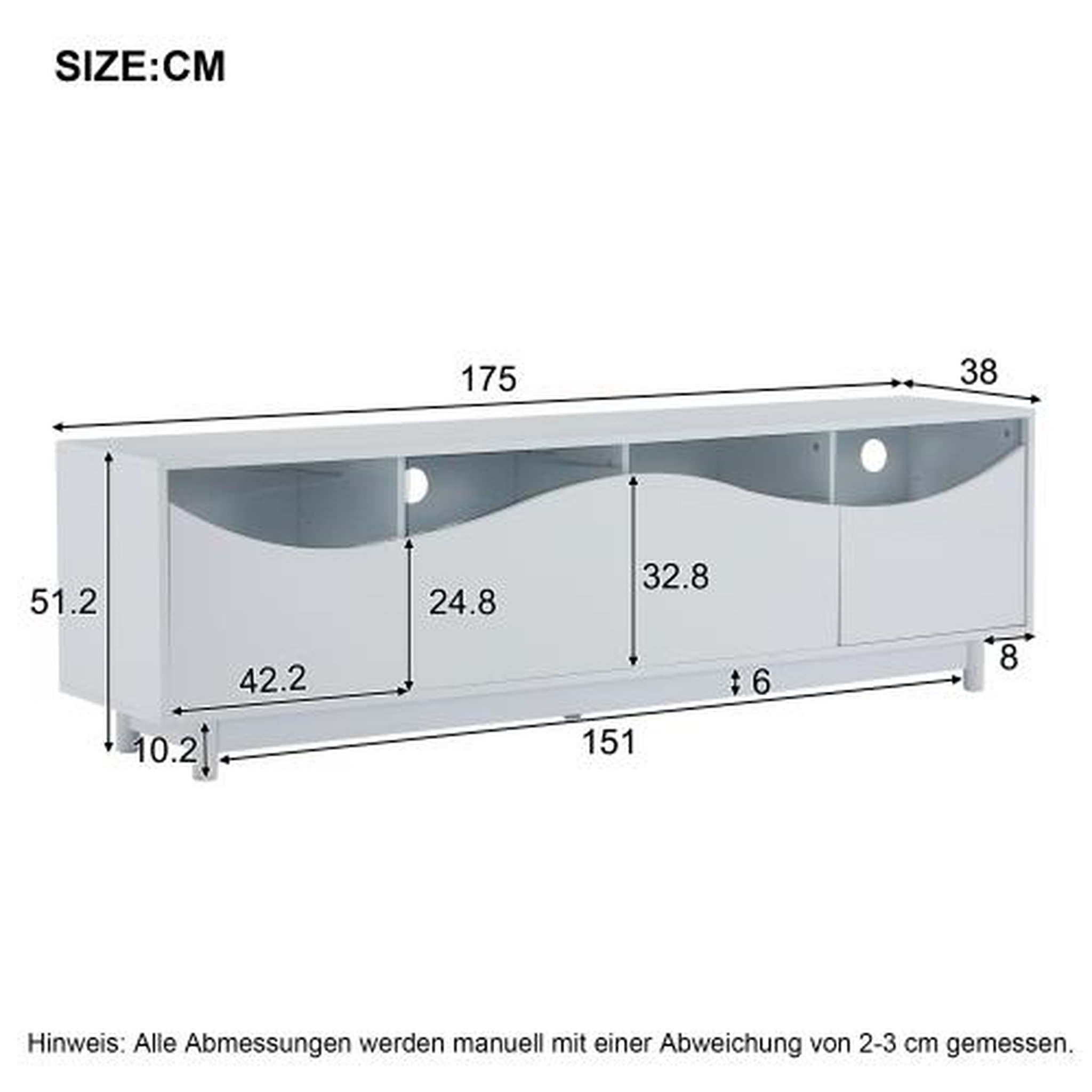 Voir la diapositive 3 : MERAX Meuble tv blanc 175 cm led mdf