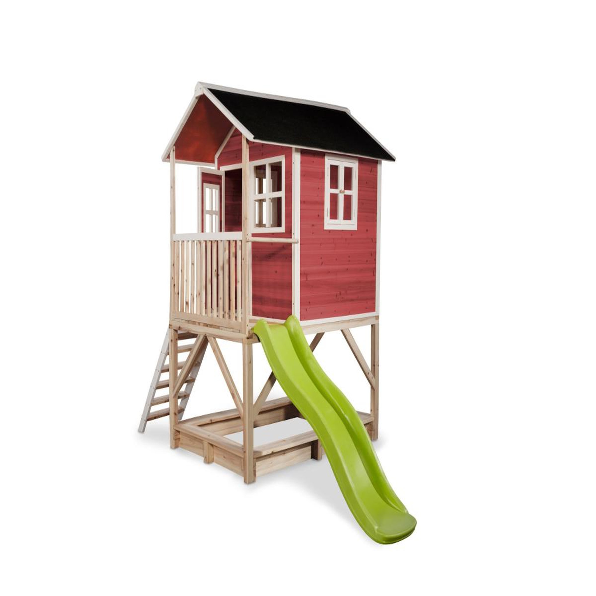 Voir la diapositive 2 : EXIT TOYS Maisonnette en bois pour enfants loft 500 rouge - exit toys