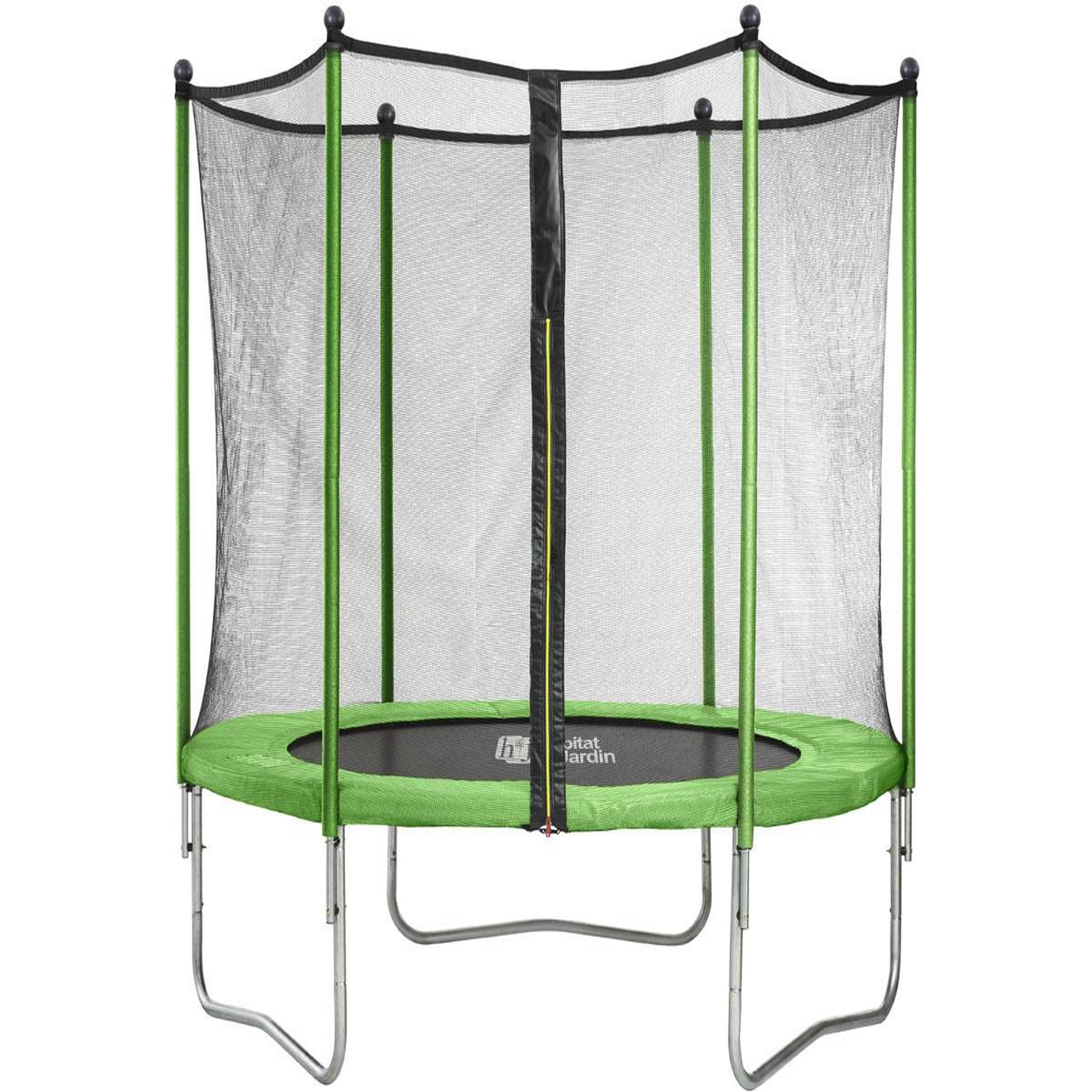 Voir la diapositive 2 : Habitat et Jardin Trampoline   yoopi   - ø 2.44 m - vert - avec filet + échelle + couverture + kit d'ancrage