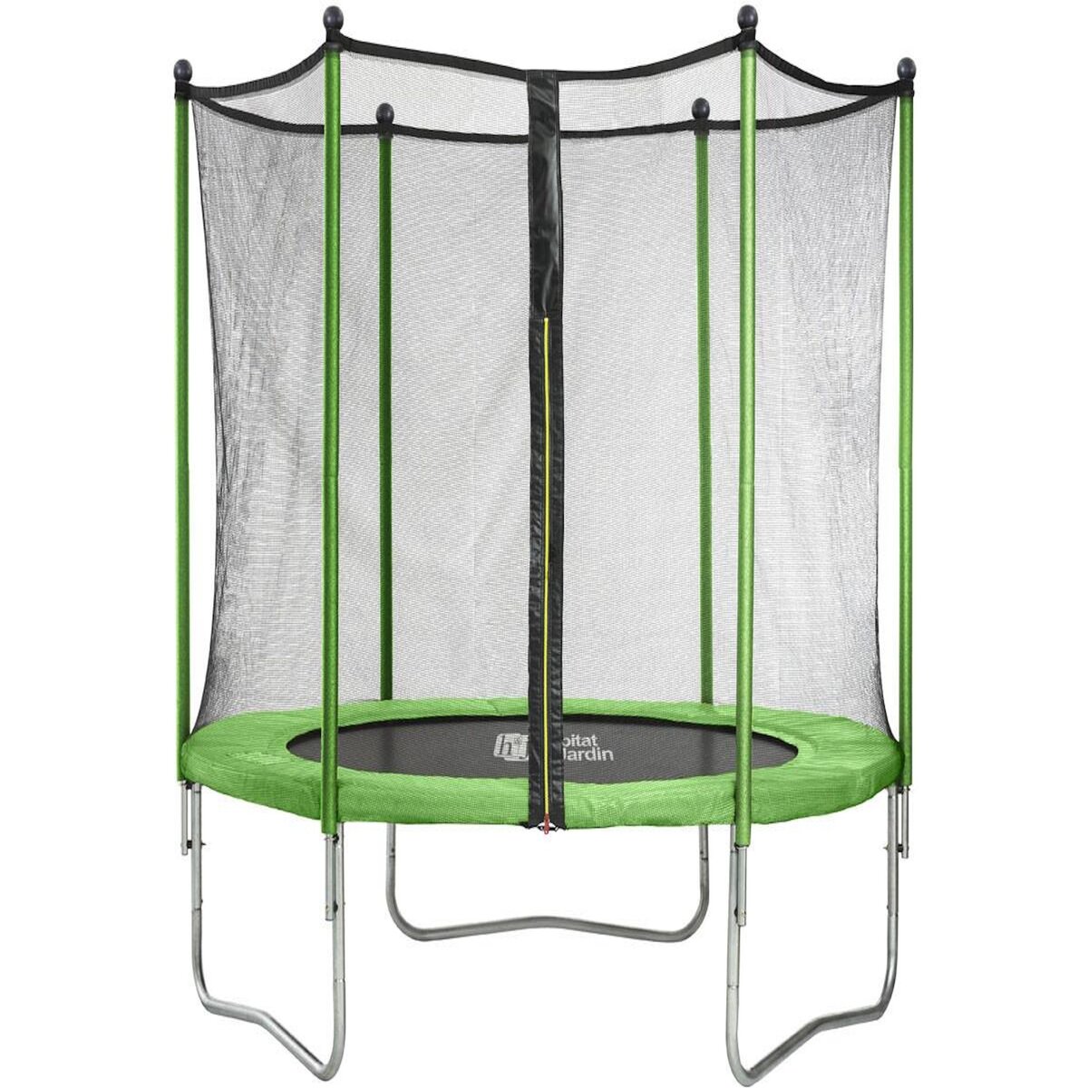 Habitat et Jardin Trampoline   Yoopi   - Ø 2.44 m - Vert - avec filet + échelle + couverture + kit d'ancrage