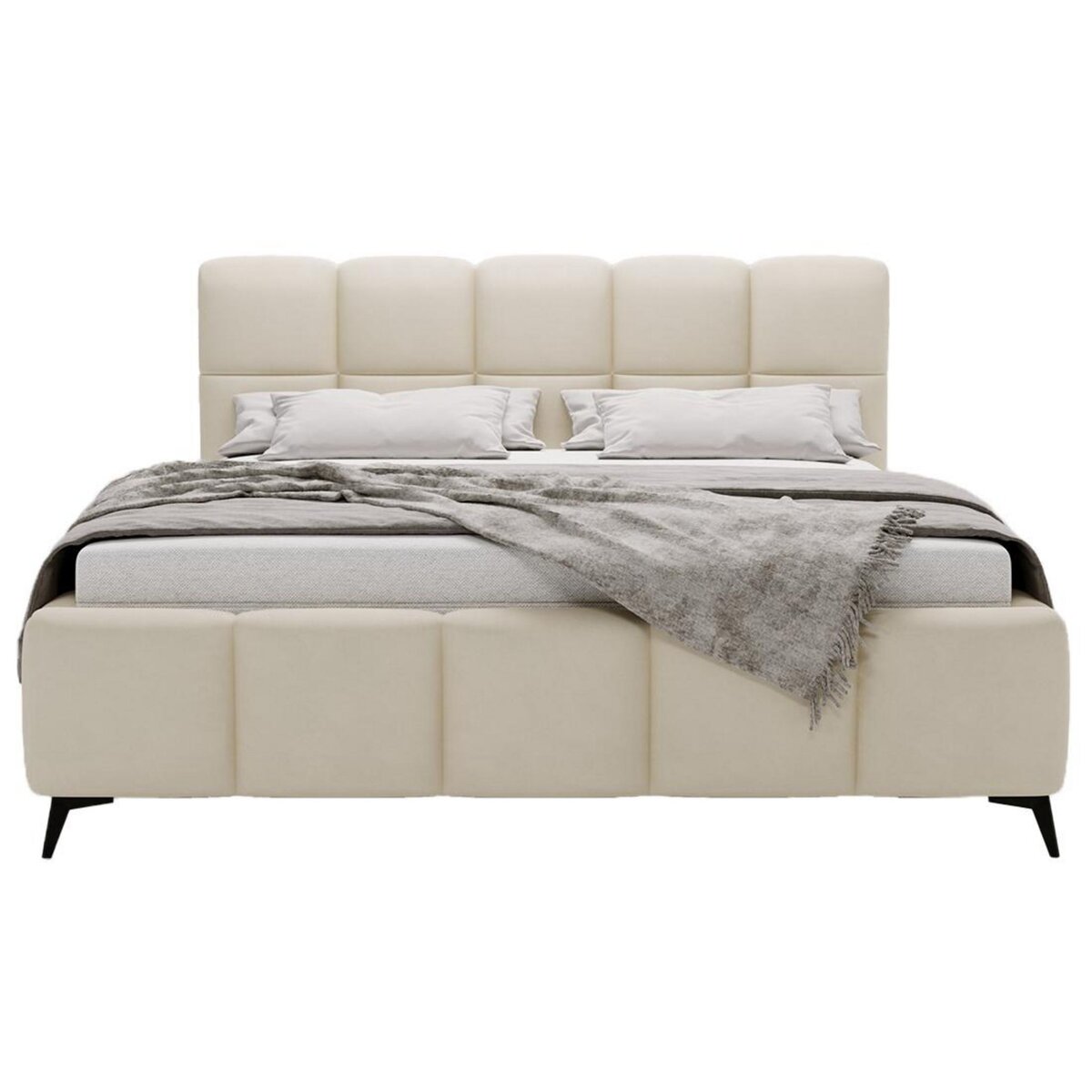 BEST MOBILIER Paulito - lit coffre - 140x200 cm - sommier inclus - en velours