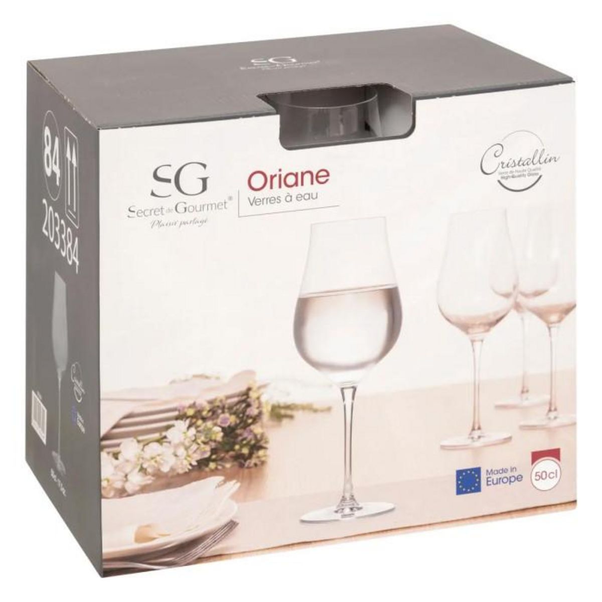 SECRET DE GOURMET Lot de 6 Verres à Eau Design  Oriane  50cl Transparent