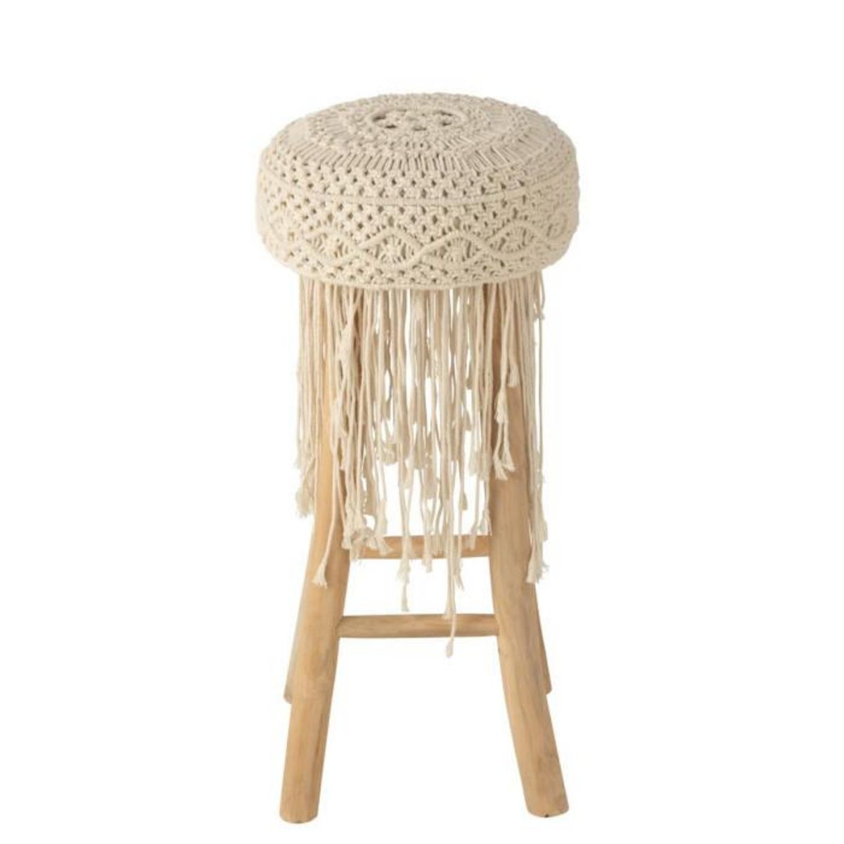 Paris Prix Tabouret de Bar Macramé  Pure Nature  85cm Naturel