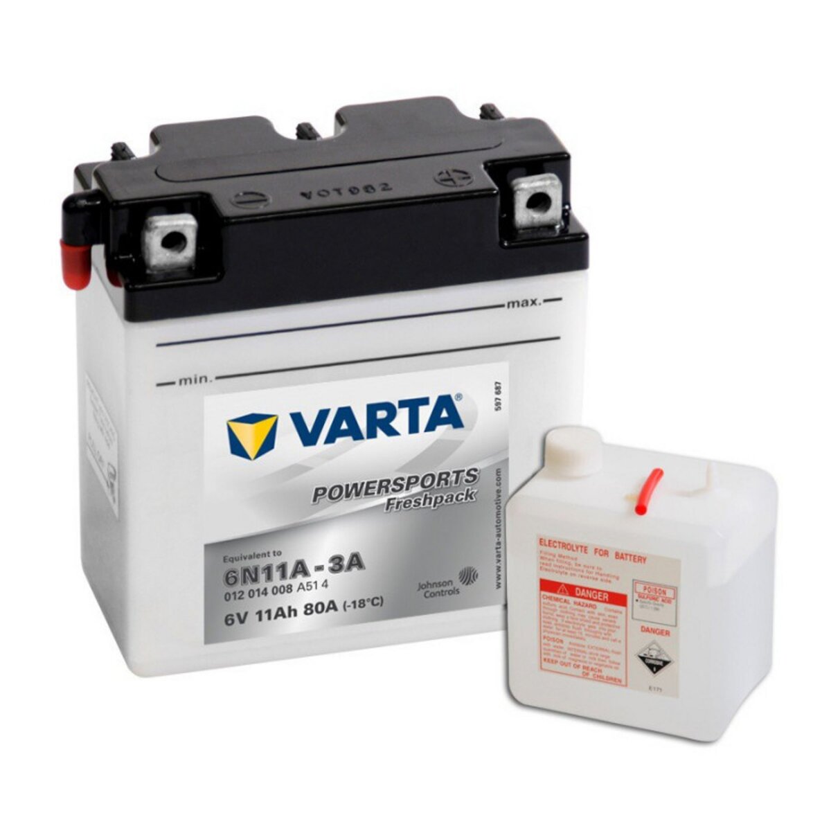 Varta Batterie Moto VARTA 6N11A-3A 6V 12ah 80A pas cher 