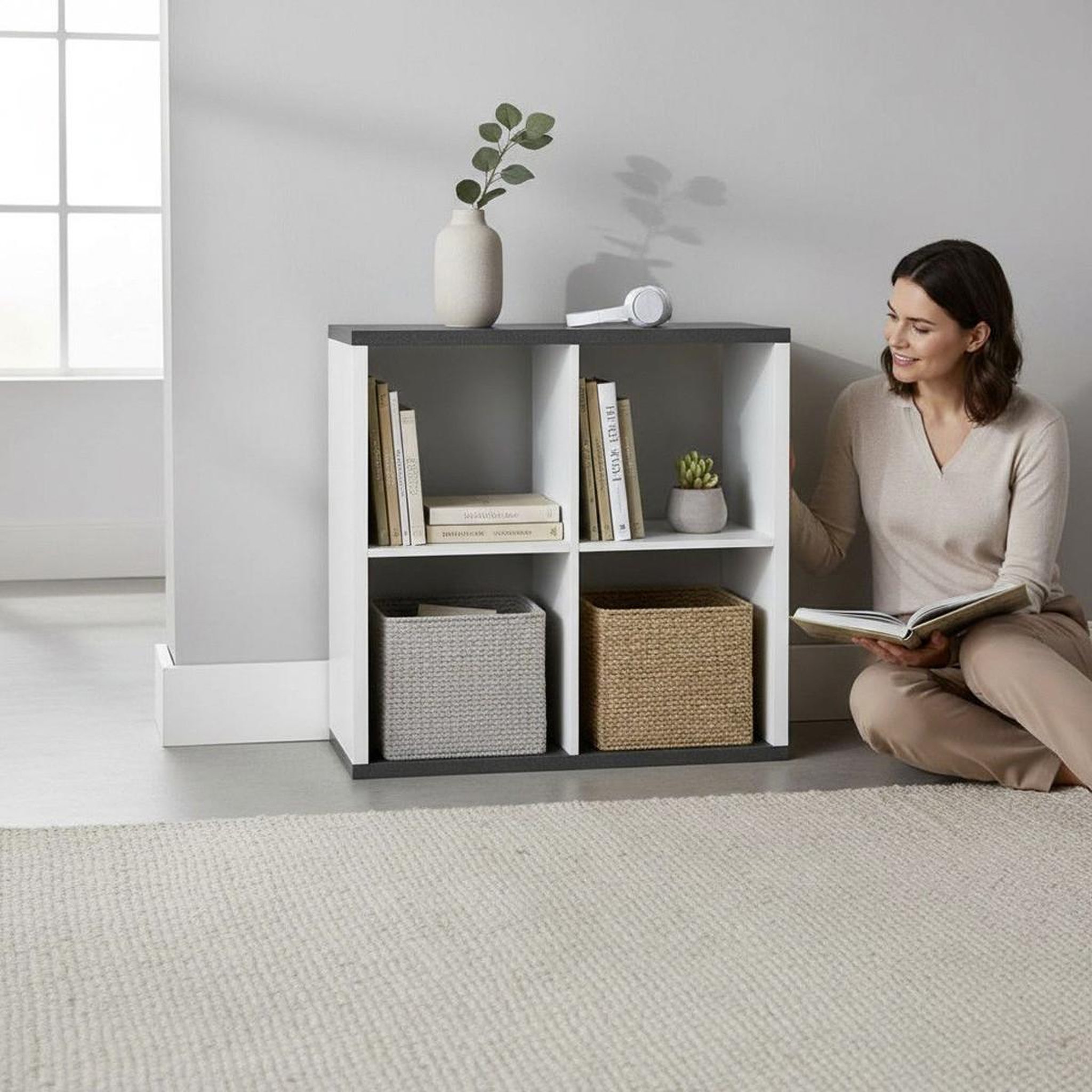 Voir la diapositive 2 : Paris Prix Étagère design 4 cases  granit  86cm blanc