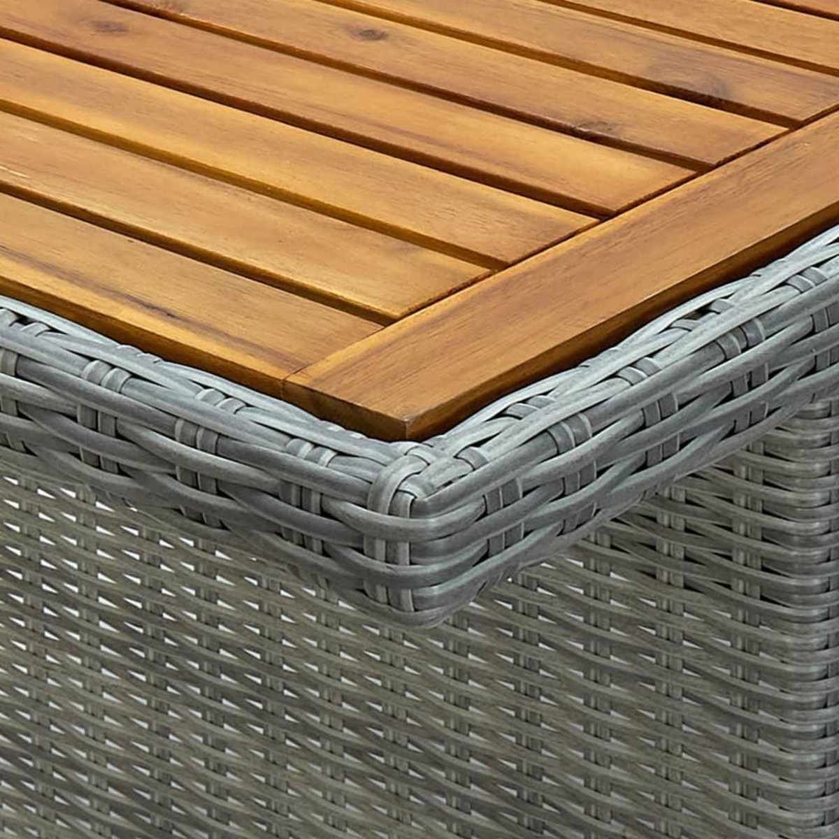 VIDAXL Table de jardin Gris clair Resine tressee et bois d'acacia