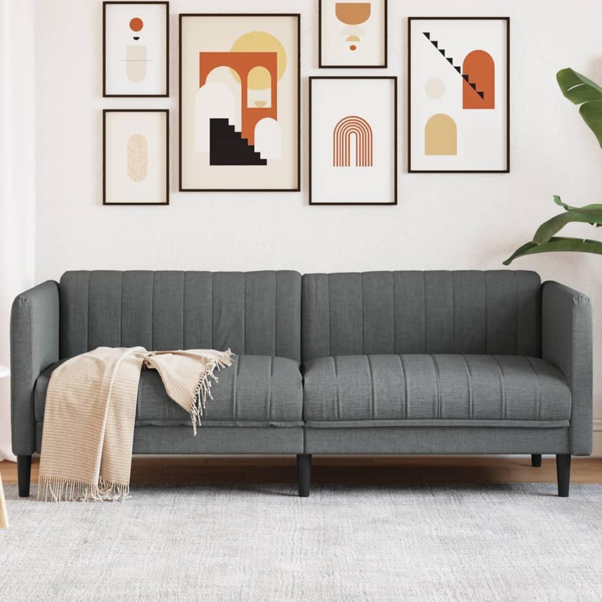 Voir la diapositive 1 : VIDAXL Canape a 3 places gris fonce tissu