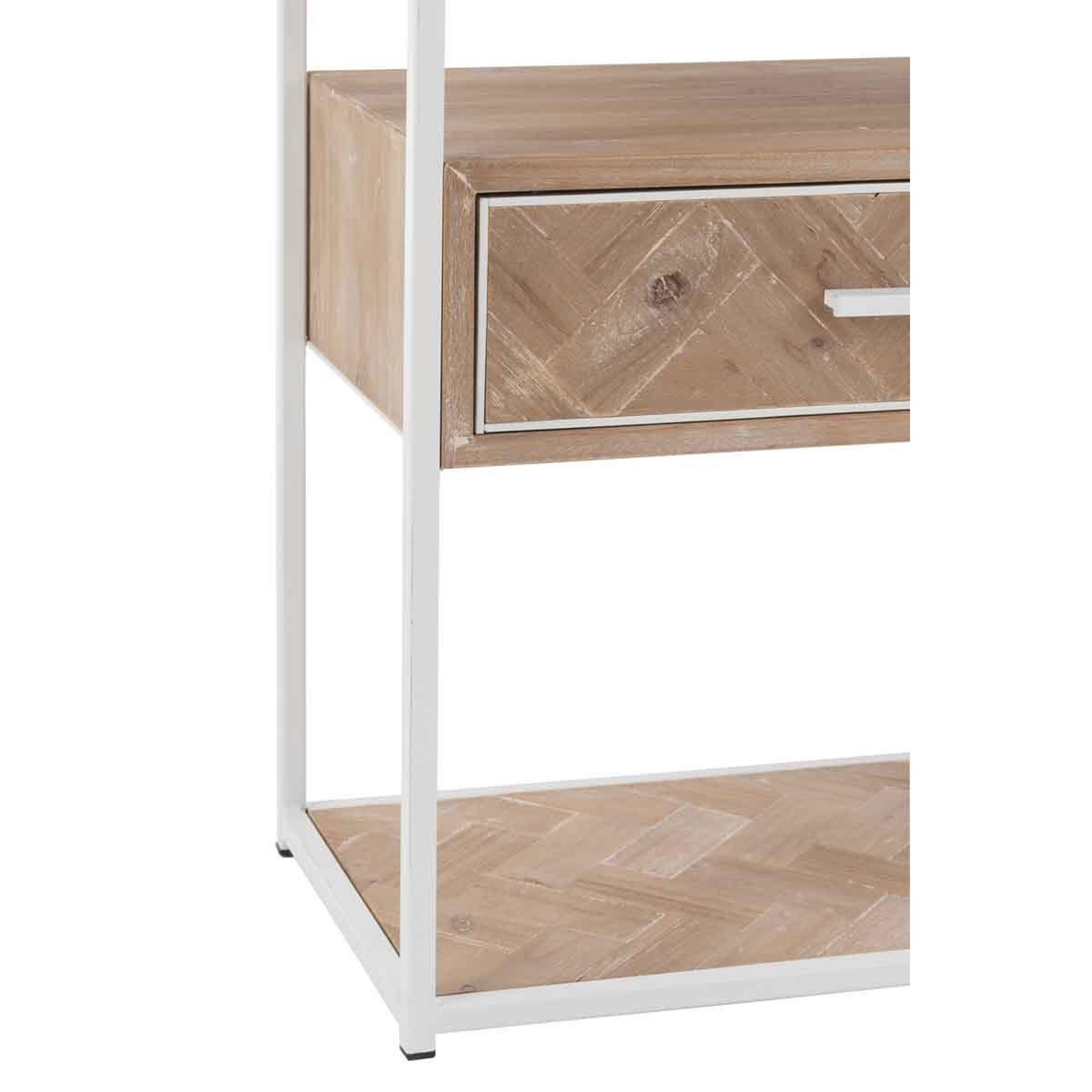Voir la diapositive 6 : J-LINE Table d'Appoint 1 Tiroir  Miraza  61cm Naturel & Blanc