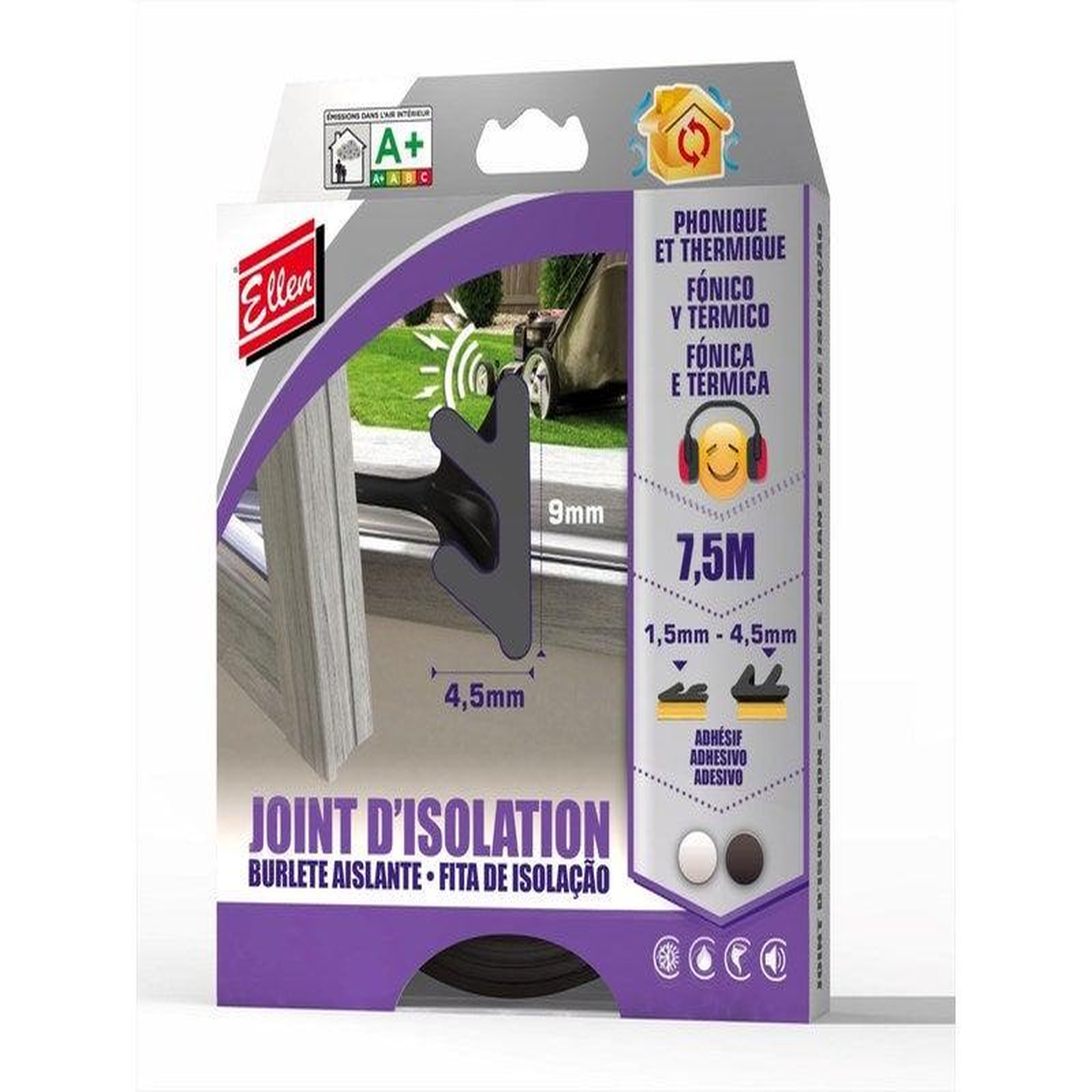 CENTRALE BRICO Joint de porte et fenêtre 1,5 à 4,5 mm, L.7.5 m noir