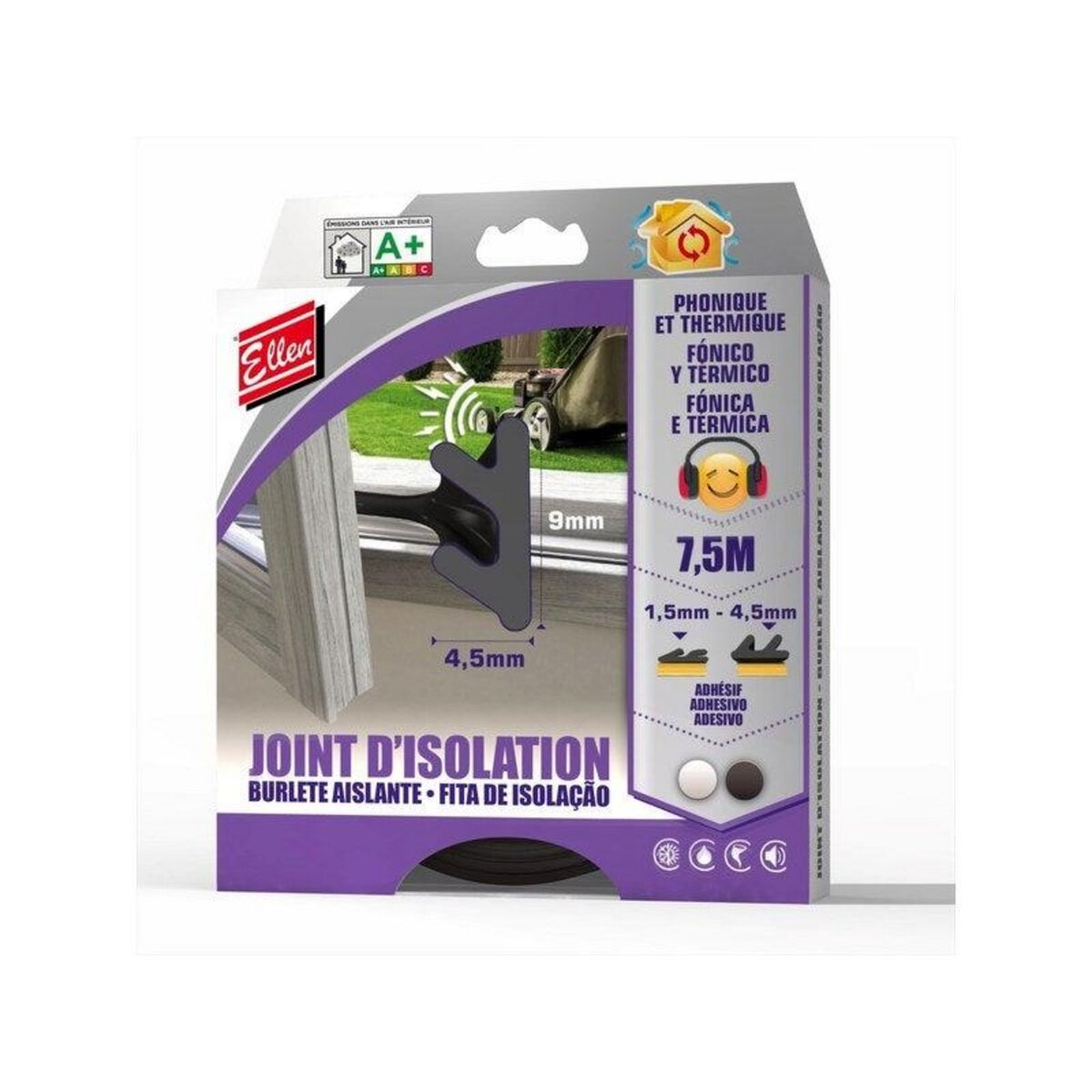 CENTRALE BRICO Joint de porte et fenêtre 1,5 à 4,5 mm, L.7.5 m noir