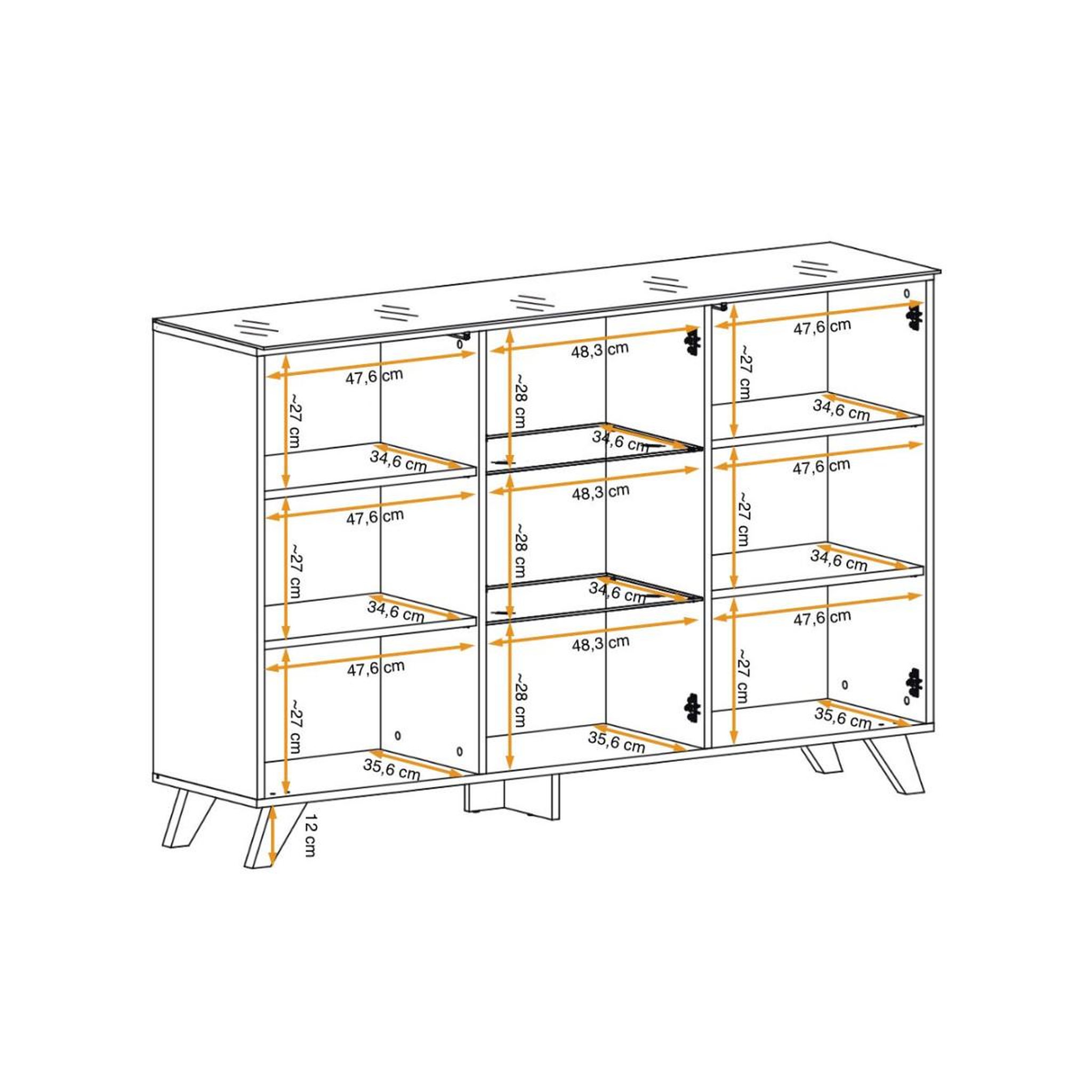 Voir la diapositive 6 : Paris Prix Buffet 3 portes led  thin  150cm noir & naturel