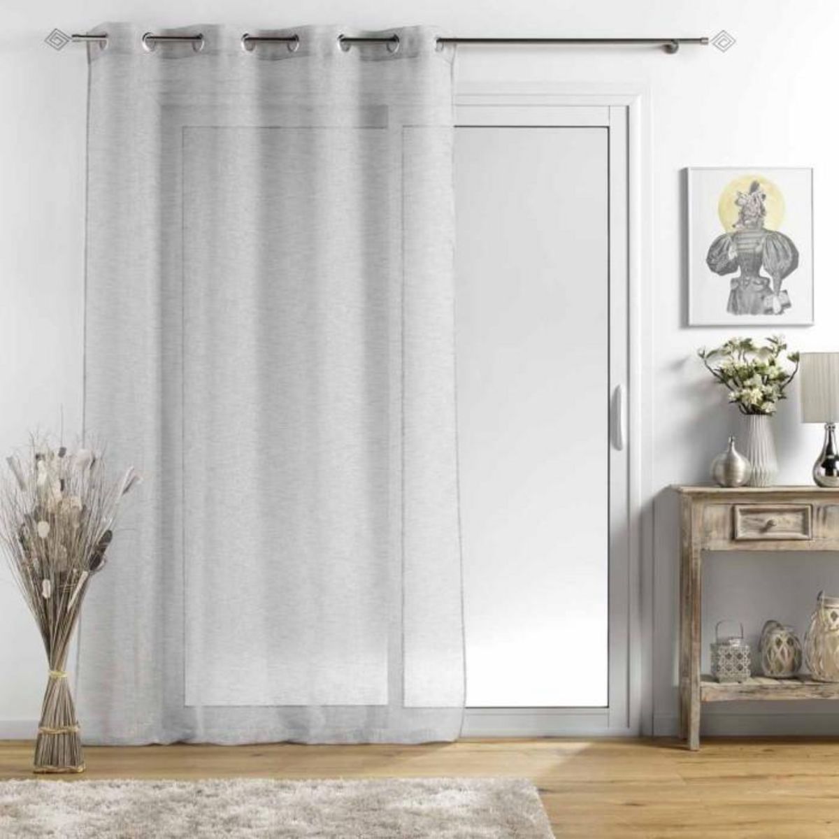 Paris Prix Rideau Voilages à Œillets  Sunline  140x240cm Gris & Argent