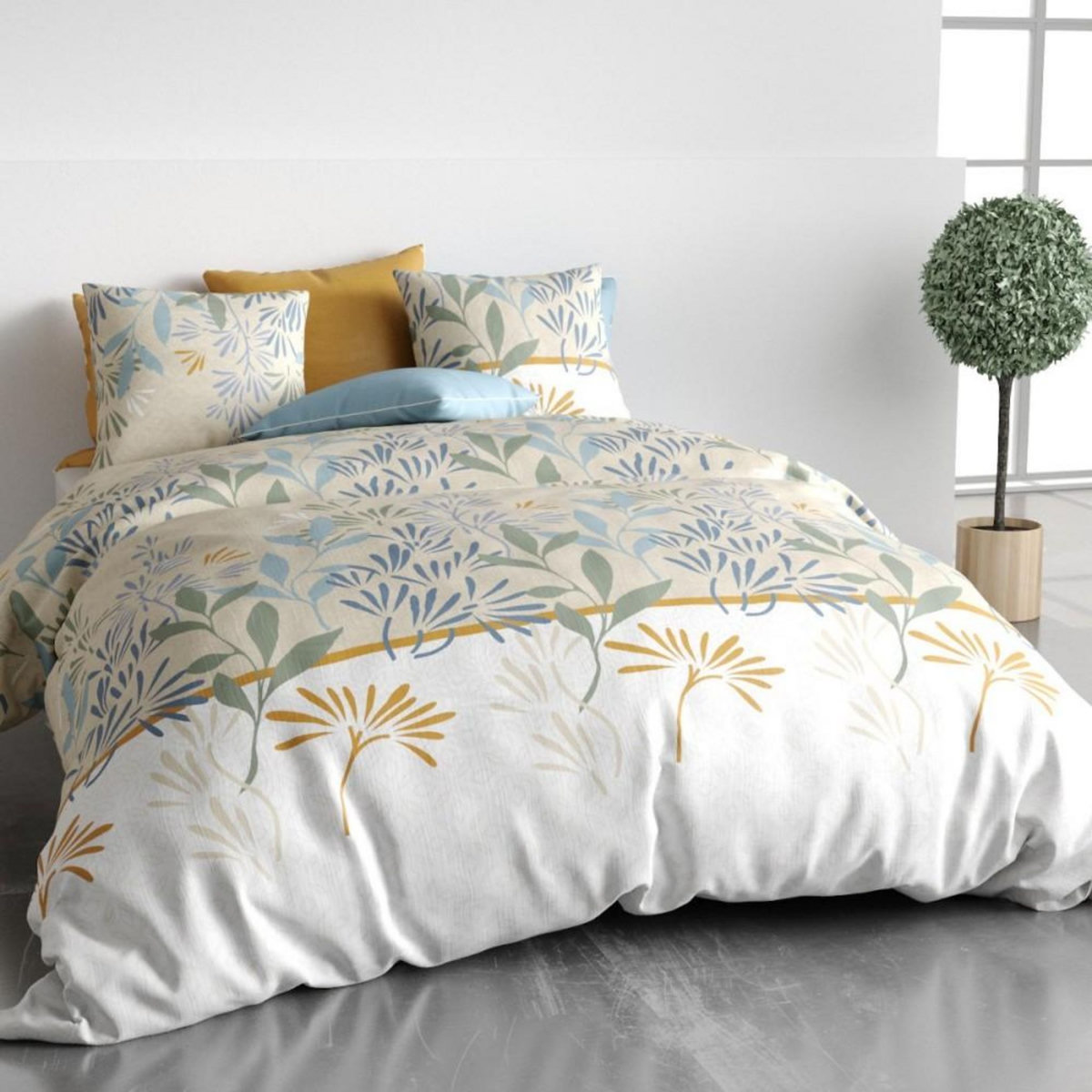 ATELIER DU COTON Housse de couette 240x220 AGIL + 2 taies coton 57 fils