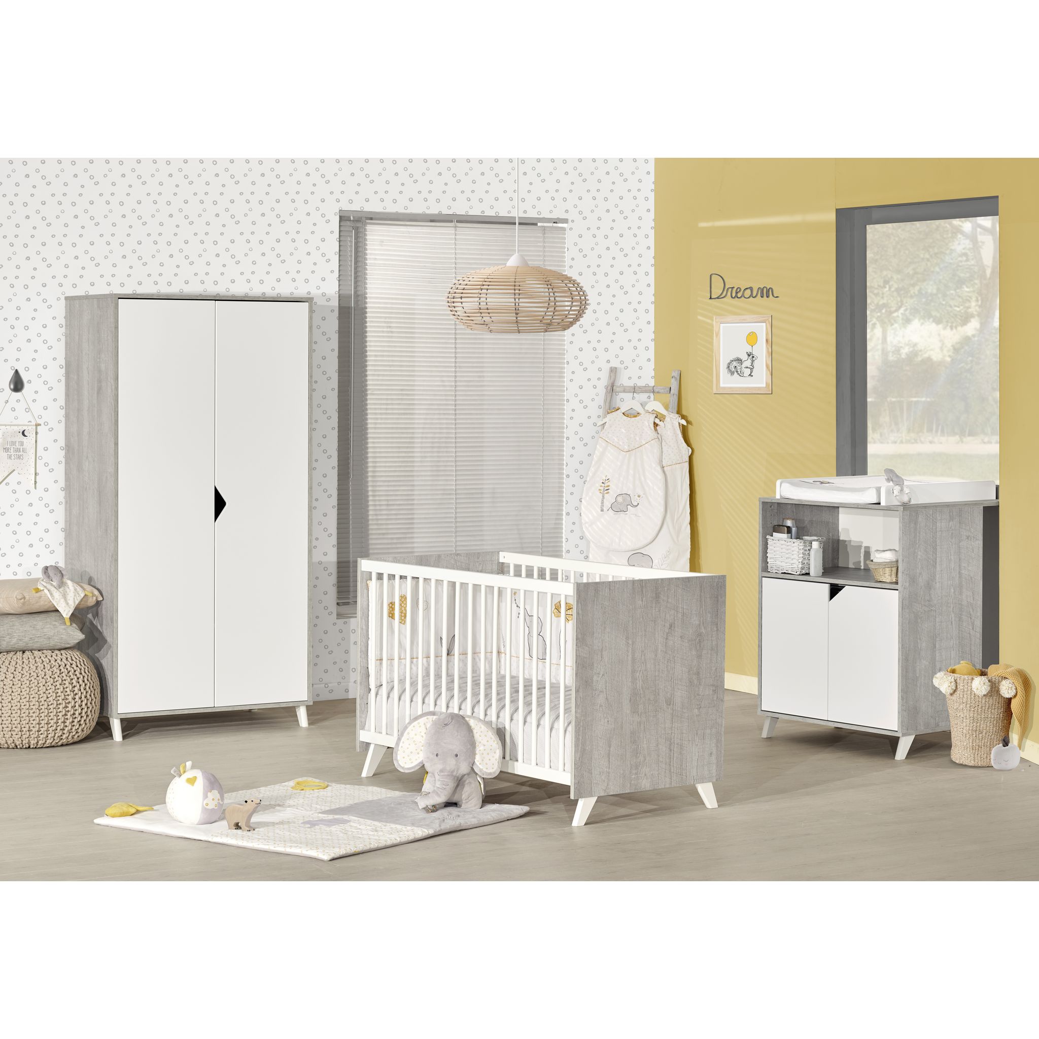 BABY PRICE Chambre bébé complète SCANDI, coloris gris