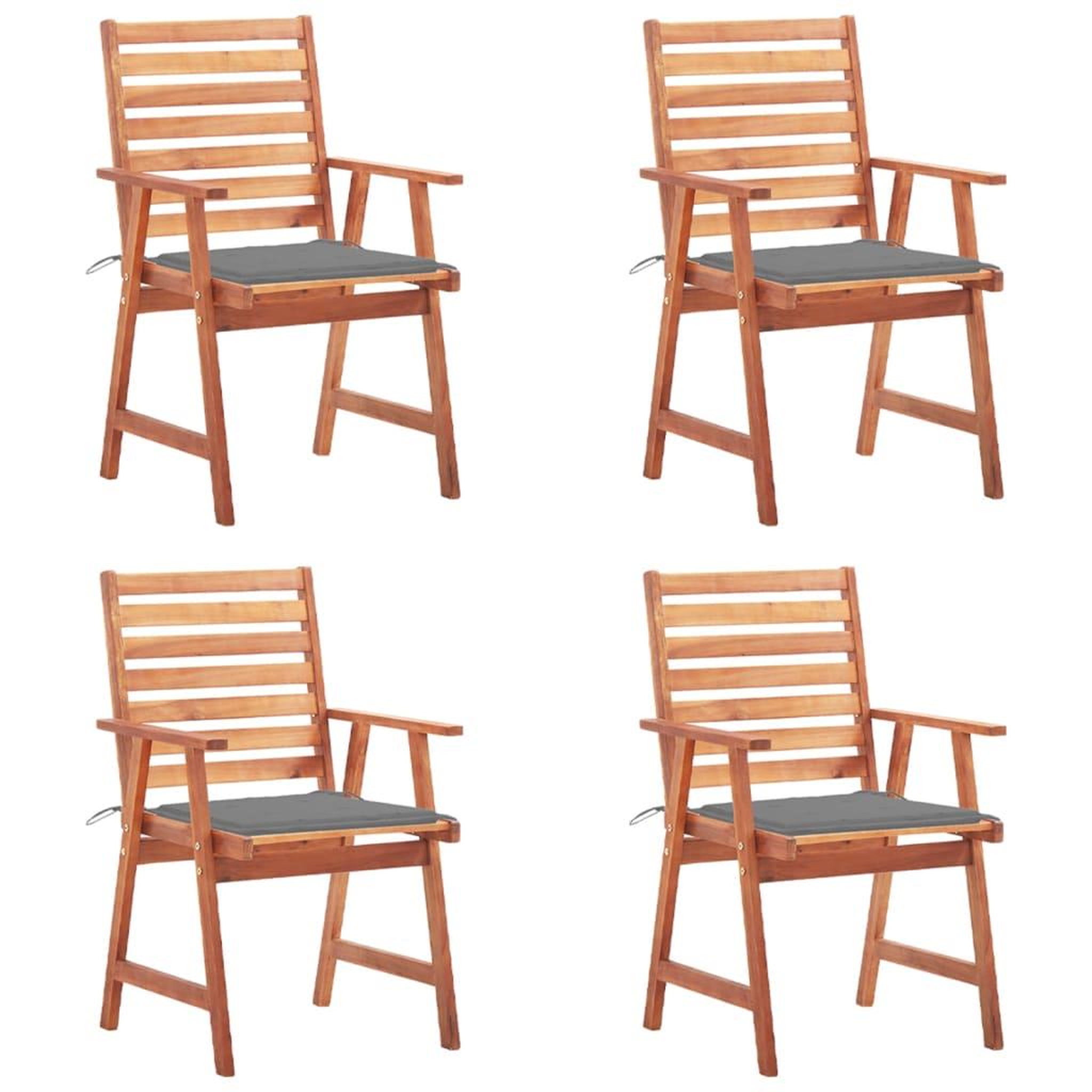 Voir la diapositive 1 : VIDAXL Chaises a manger d'exterieur lot de 4 et coussins Acacia massif