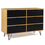 ID MARKET Commode 6 tiroirs vintage NOEMI 110 cm bois pied épingle