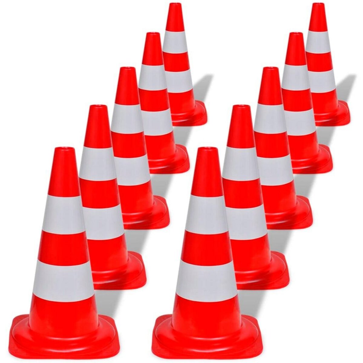 VIDAXL Cone de signalisation reflechissant 10 pcs 50 cm Rouge et blanc