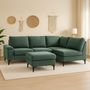 Voir la diapositive 2 : CONCEPT USINE Canapé d'angle 4-5 places en tissu chenille vert avec pouf COLCHESTER