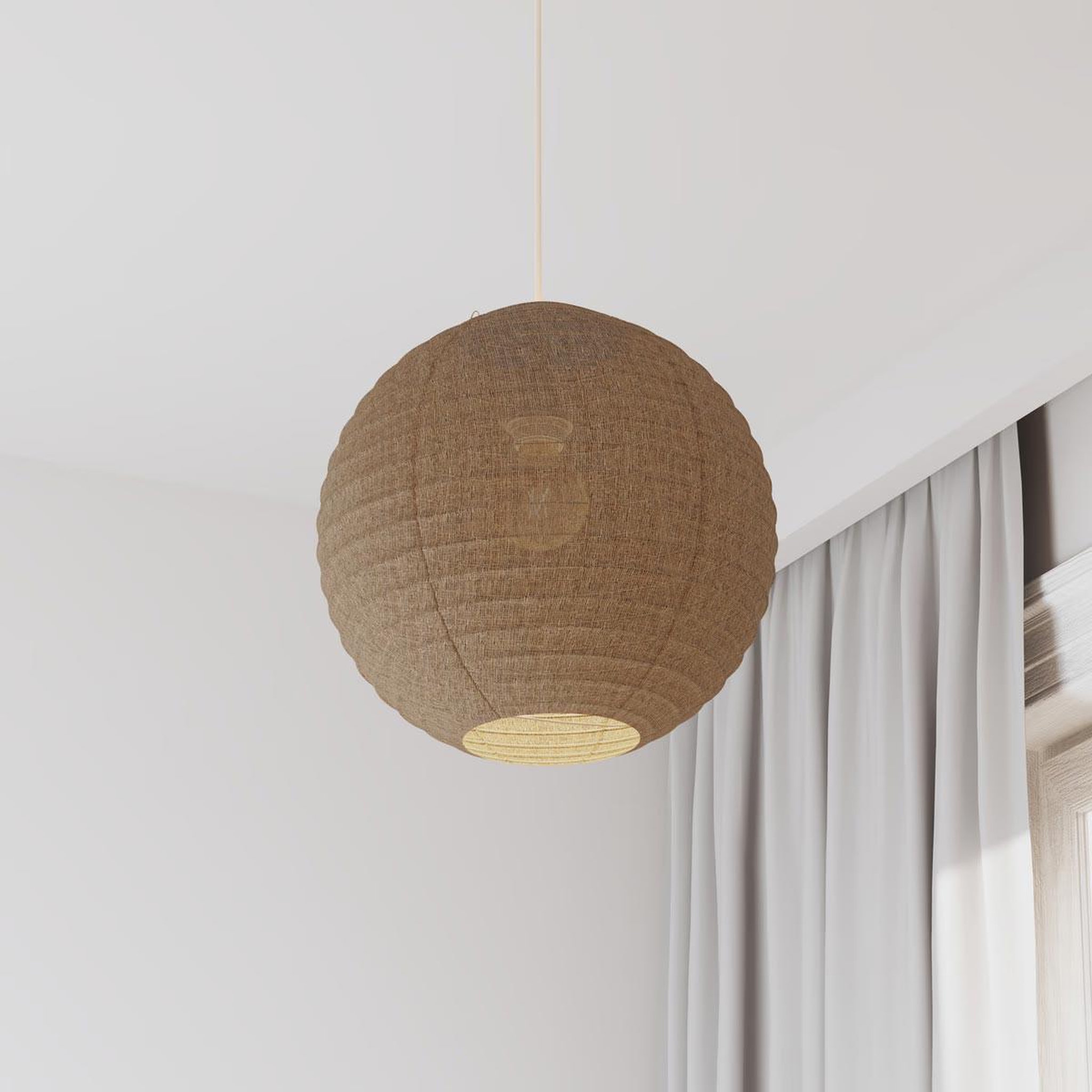 Voir la diapositive 4 : ATMOSPHERA Lanterne Japonaise Boule  Jordy  35cm Beige