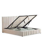 BELLECOUR BELLECOUR LITERIE | Lit coffre velours beige TROCADERO 2 places. Coloris disponibles : Beige