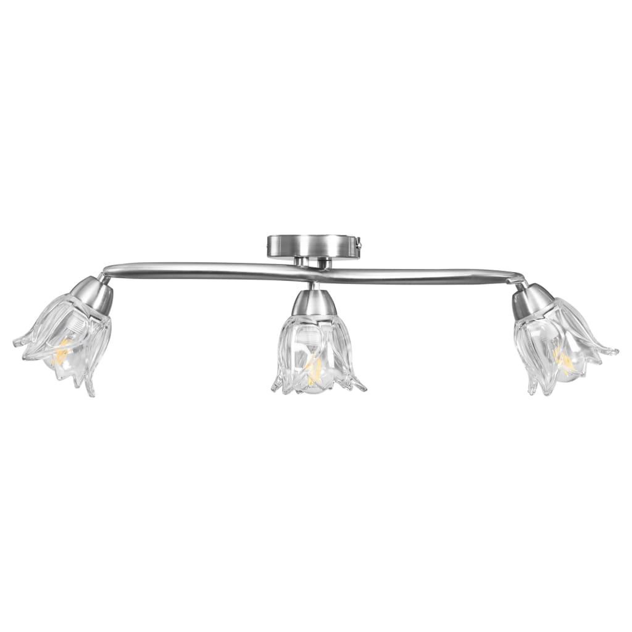 Voir la diapositive 4 : VIDAXL Plafonnier et abat-jour verre transparent 3 ampoules E14 Tulipe