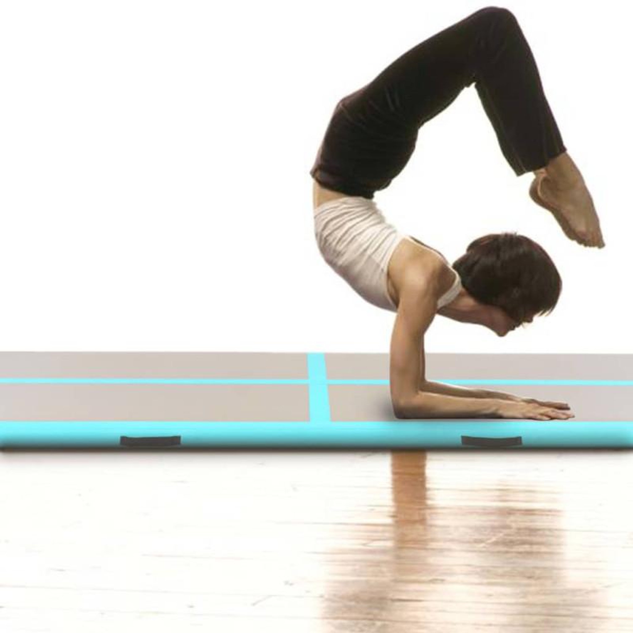Voir la diapositive 3 : VIDAXL Tapis gonflable de gymnastique avec pompe 500x100x10cm PVC Vert