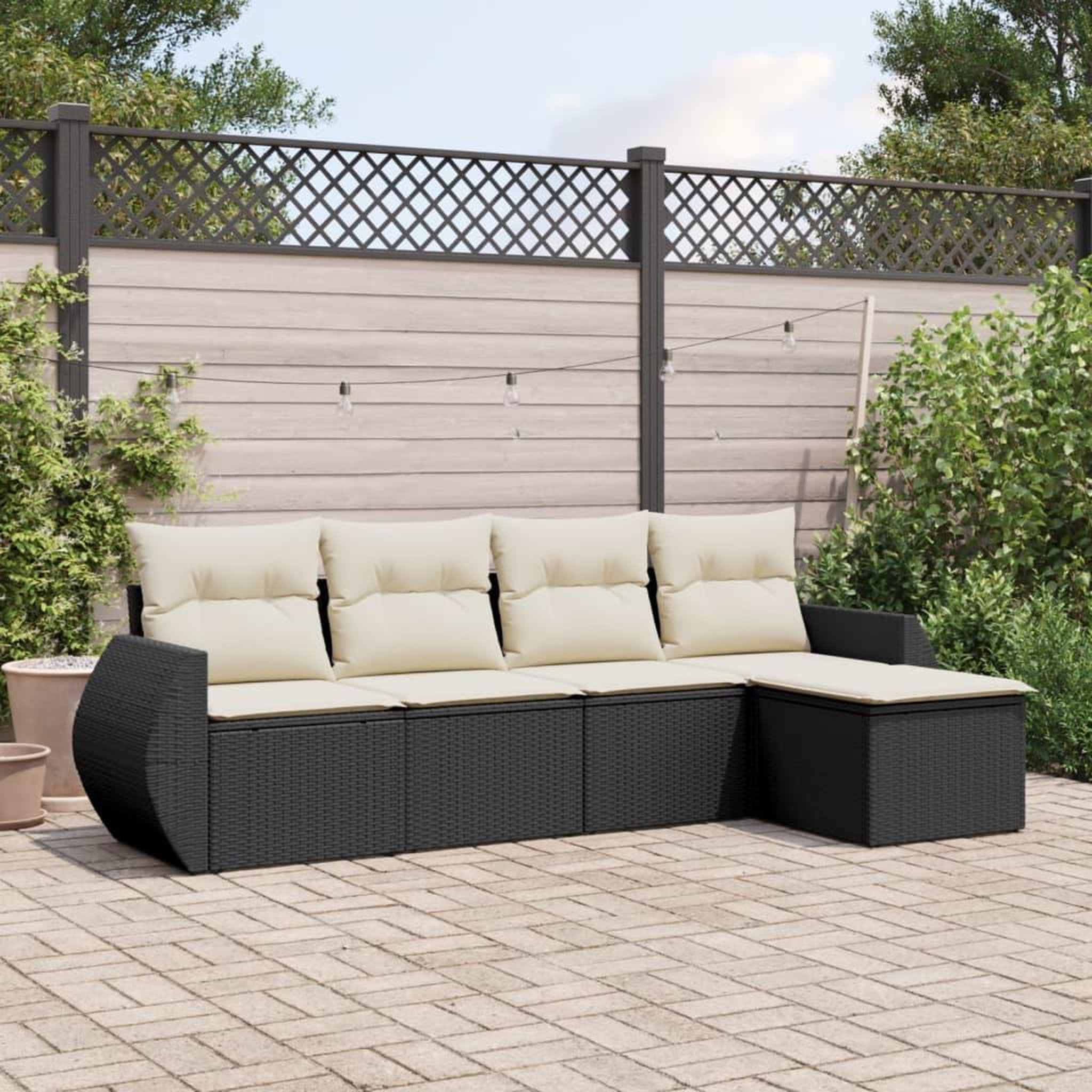 VIDAXL Salon de jardin 5 pcs avec coussins noir resine tressee