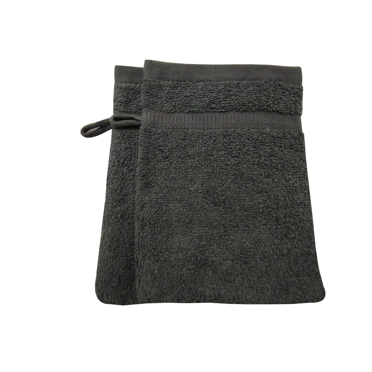 Lot de 2 gants de toilette uni en coton 450 g/m²