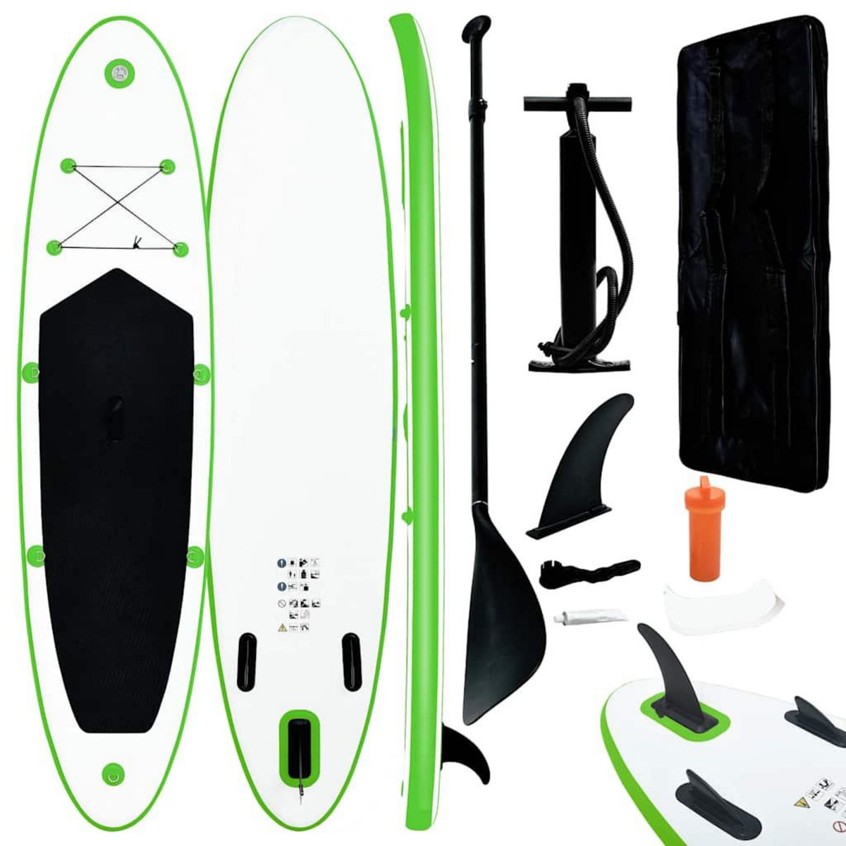 VIDAXL Ensemble de planches SUP gonflables Vert et blanc