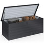 Voir la diapositive 1 : ID MARKET Coffre de rangement métal verrouillable gris anthracite pour jardin 600L 165x70x63 cm
