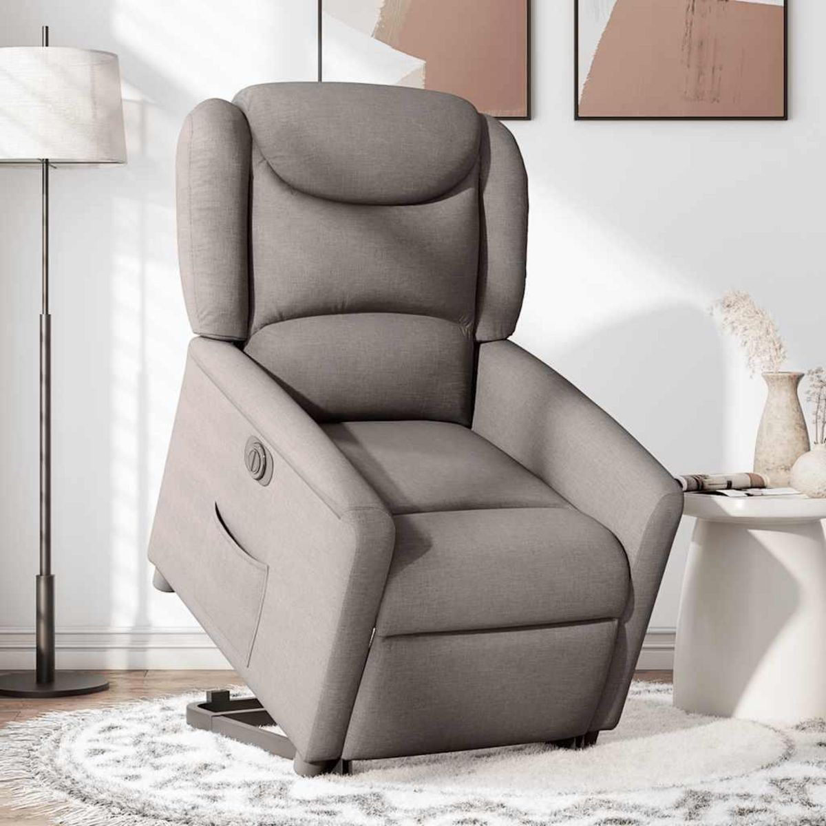 VIDAXL Fauteuil inclinable electrique taupe tissu