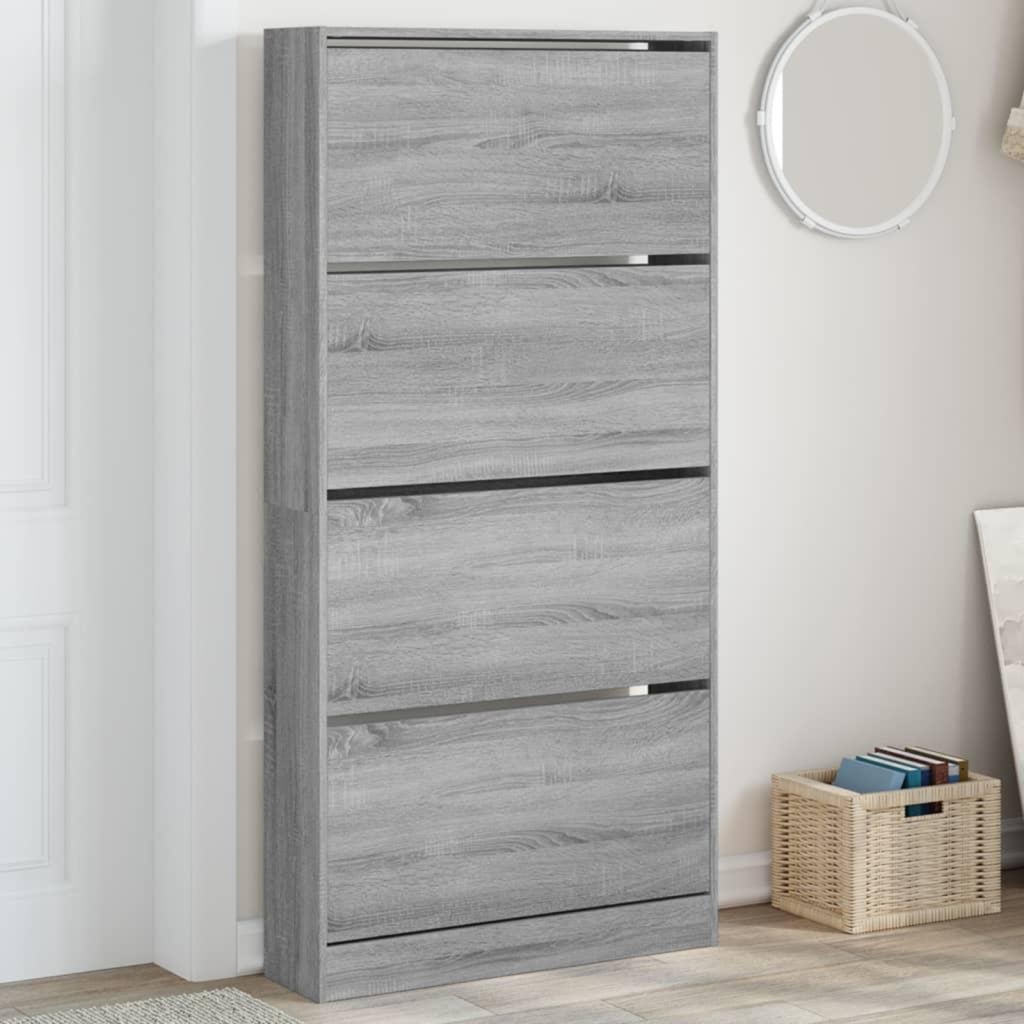 VIDAXL Armoire a chaussures 4 tiroirs rabattables sonoma gris