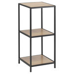 TOILINUX Bibliothèque droite petit modèle 2 niveaux en MDF et Métal - Beige et Noir