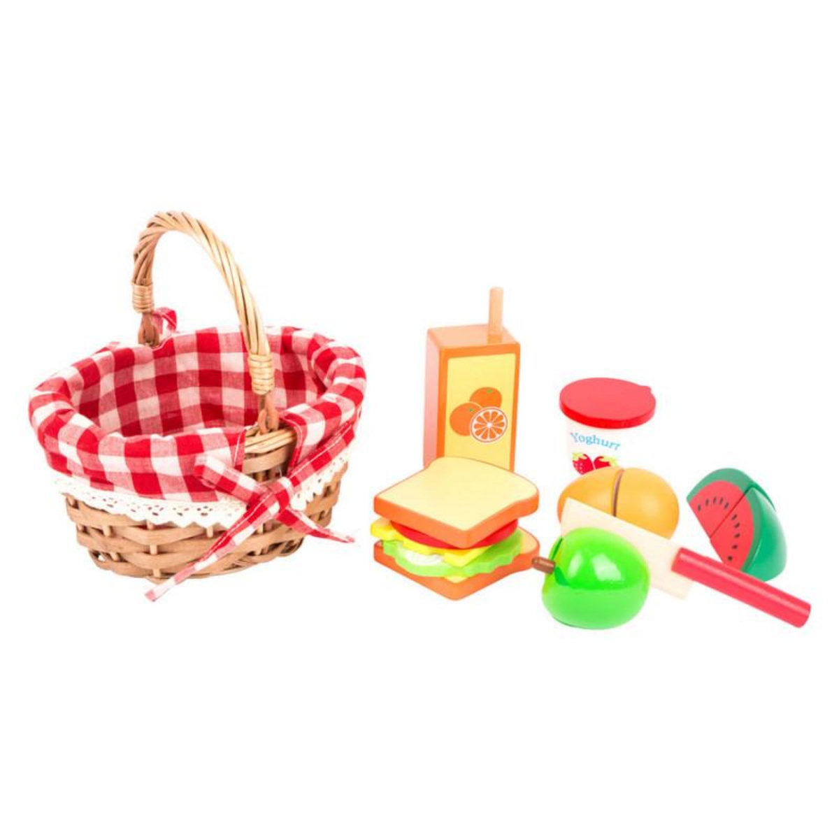 SMALL FOOT Small Foot - Picnic Basket with Wooden Cutting Food 11282