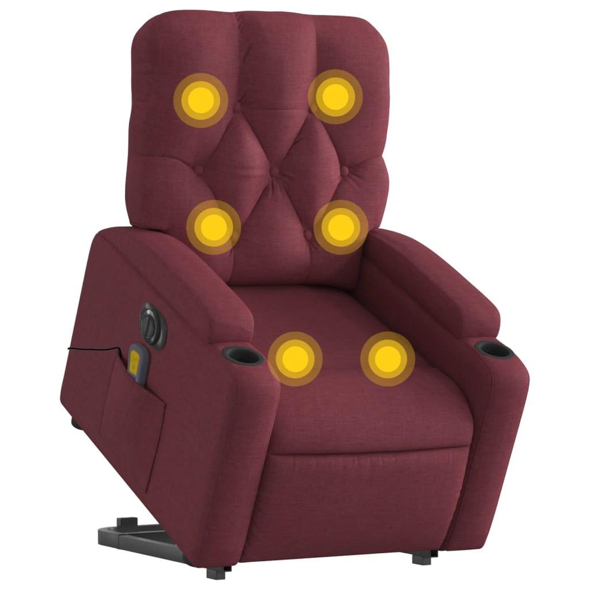 Voir la diapositive 3 : VIDAXL Fauteuil inclinable de massage electrique Rouge bordeaux Tissu