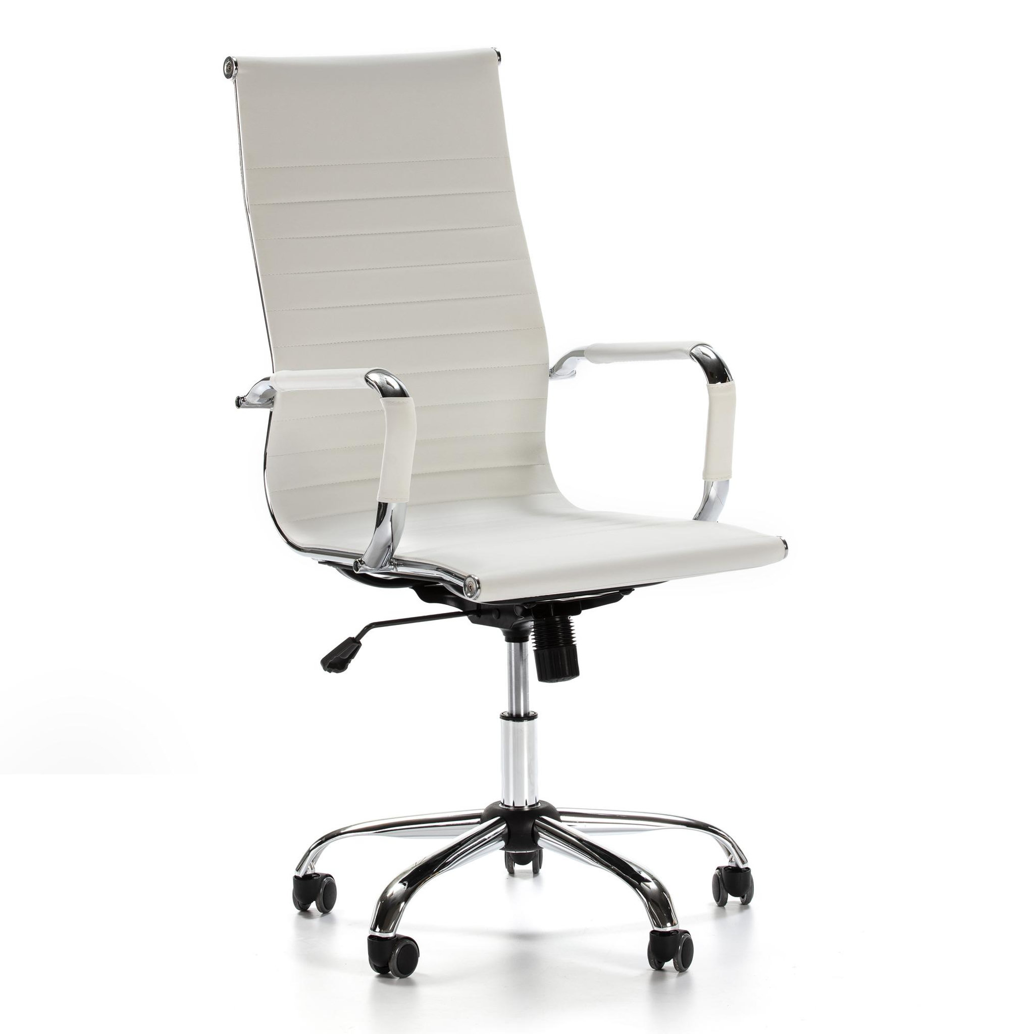 VS VENTA-STOCK Fauteuil de Bureau Londres inclinable Blanc, Cuir synthétique