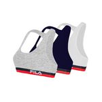 FILA Lot de 3 Brassières coton Fila FU6048 Gris, Navy et Blanc. Coloris disponibles : Gris