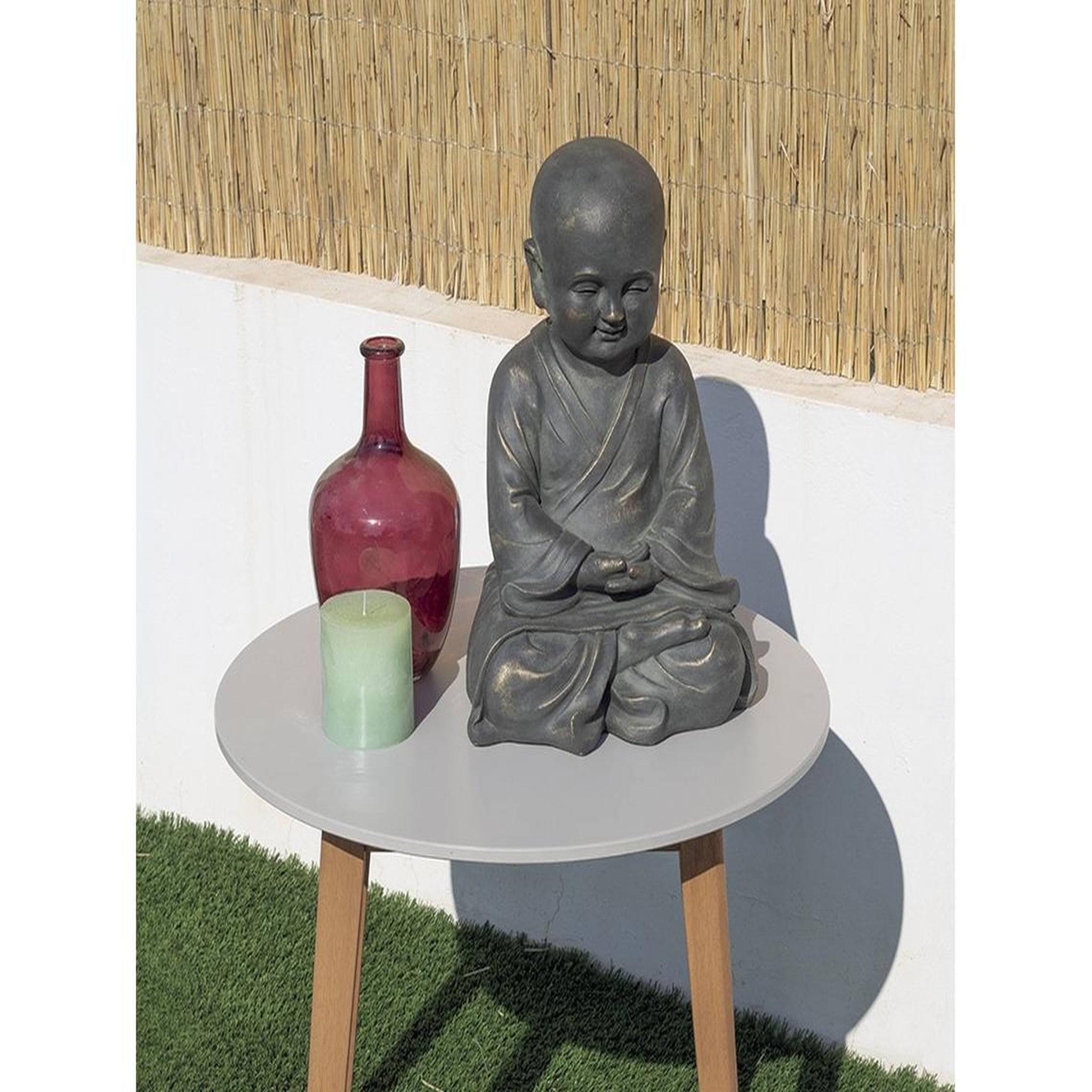 Nortene Statue de jardin Bouddha Leo 41 cm - argile fibreuse