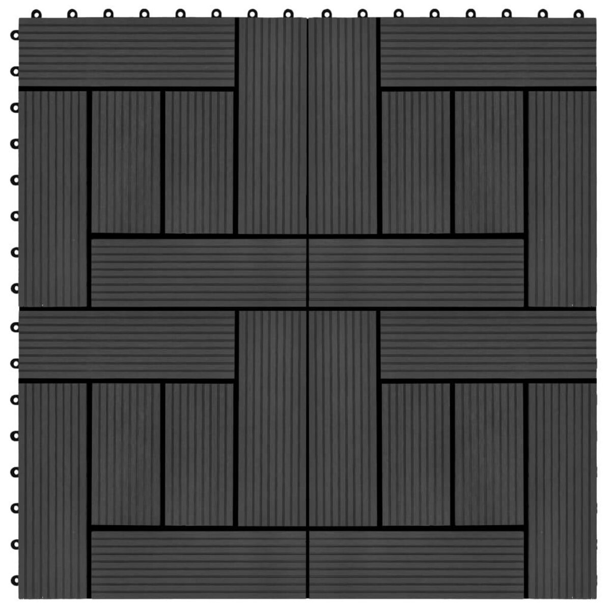 VIDAXL Carreaux de terrasse 22 pcs 30 x 30 cm 2 m^2 WPC Noir