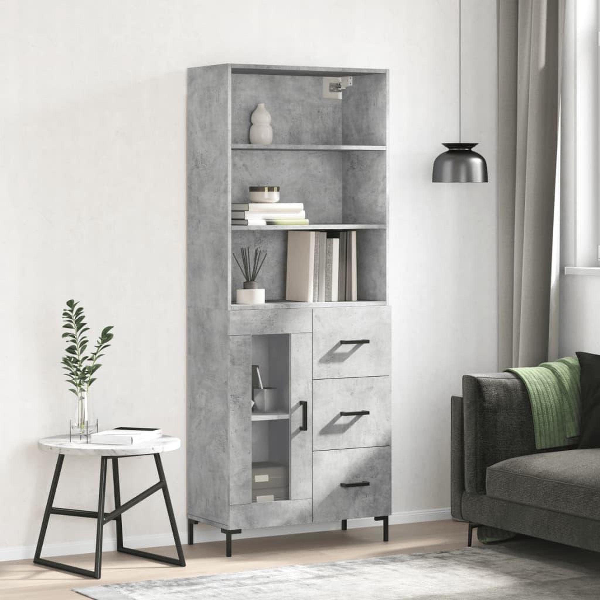 VIDAXL Buffet haut Gris beton 69,5x34x180 cm Bois d'ingenierie